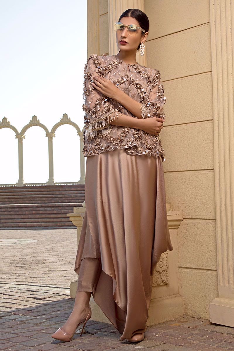 Picture of Taupe cowl gown