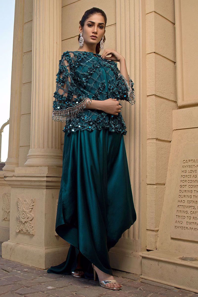 Picture of Teal Cowl Gown