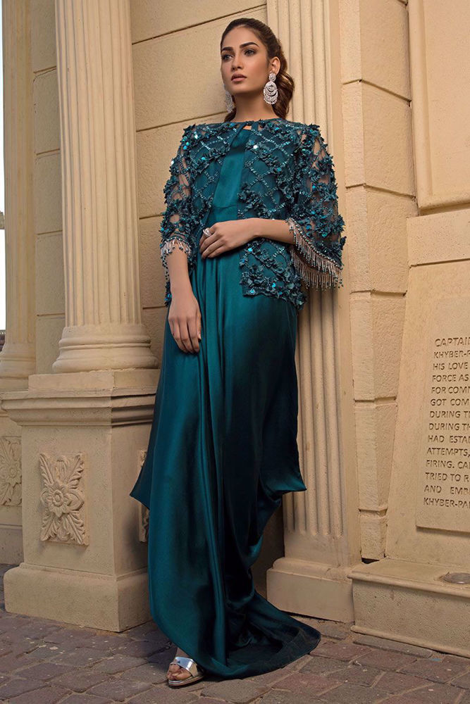 Picture of Teal Cowl Gown