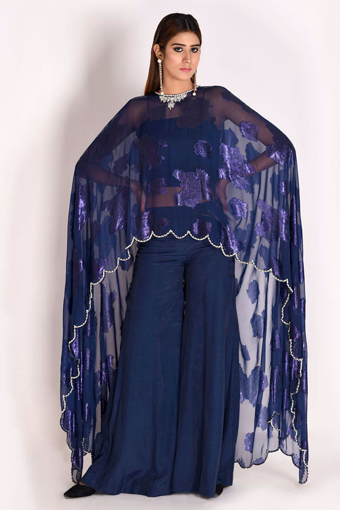 Picture of Blue Georgette Long Cape