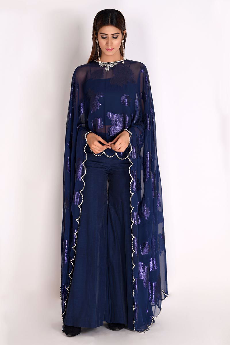 Picture of Blue Georgette Long Cape