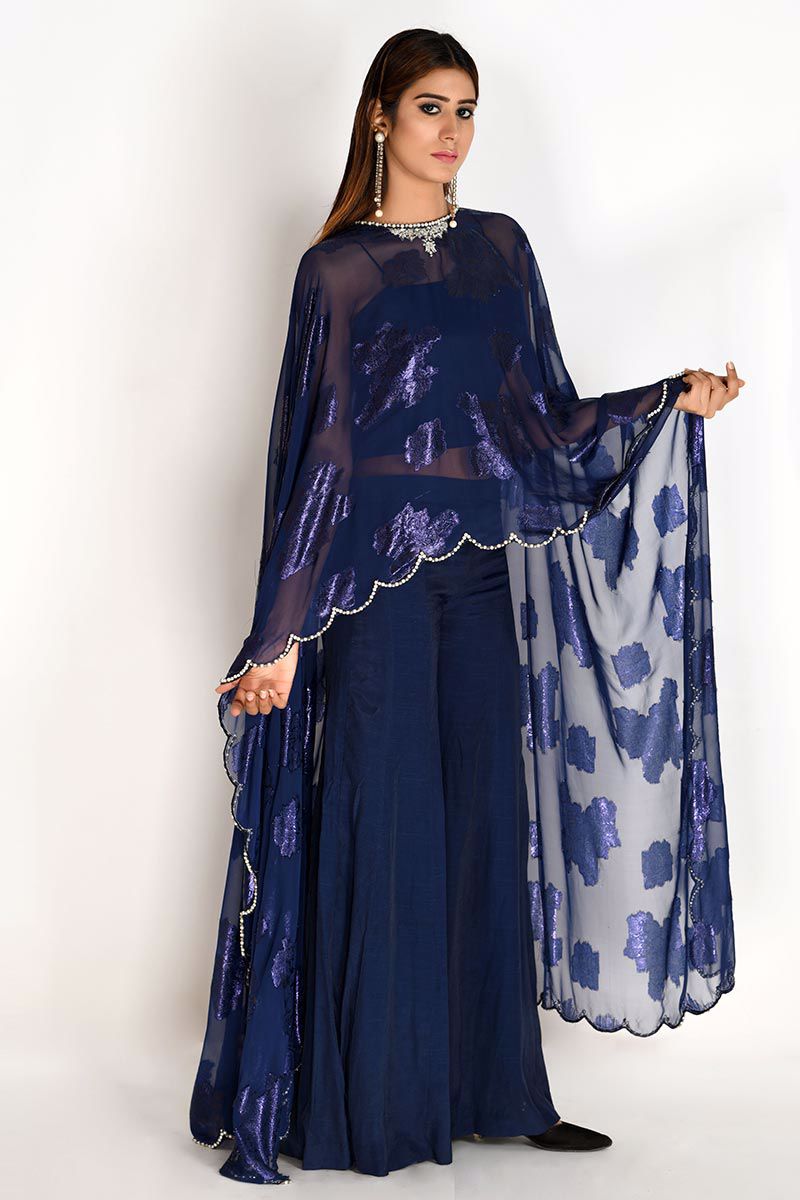 Picture of Blue Georgette Long Cape