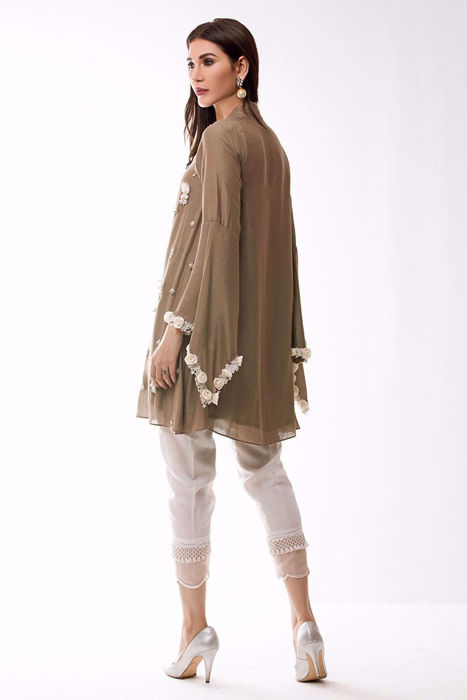 Beige khaadi net shirt