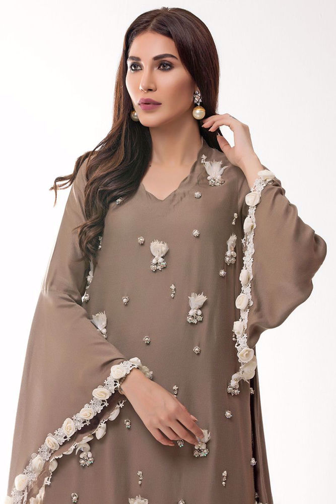 Picture of Beige khaadi net shirt