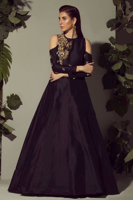 Black silk gown