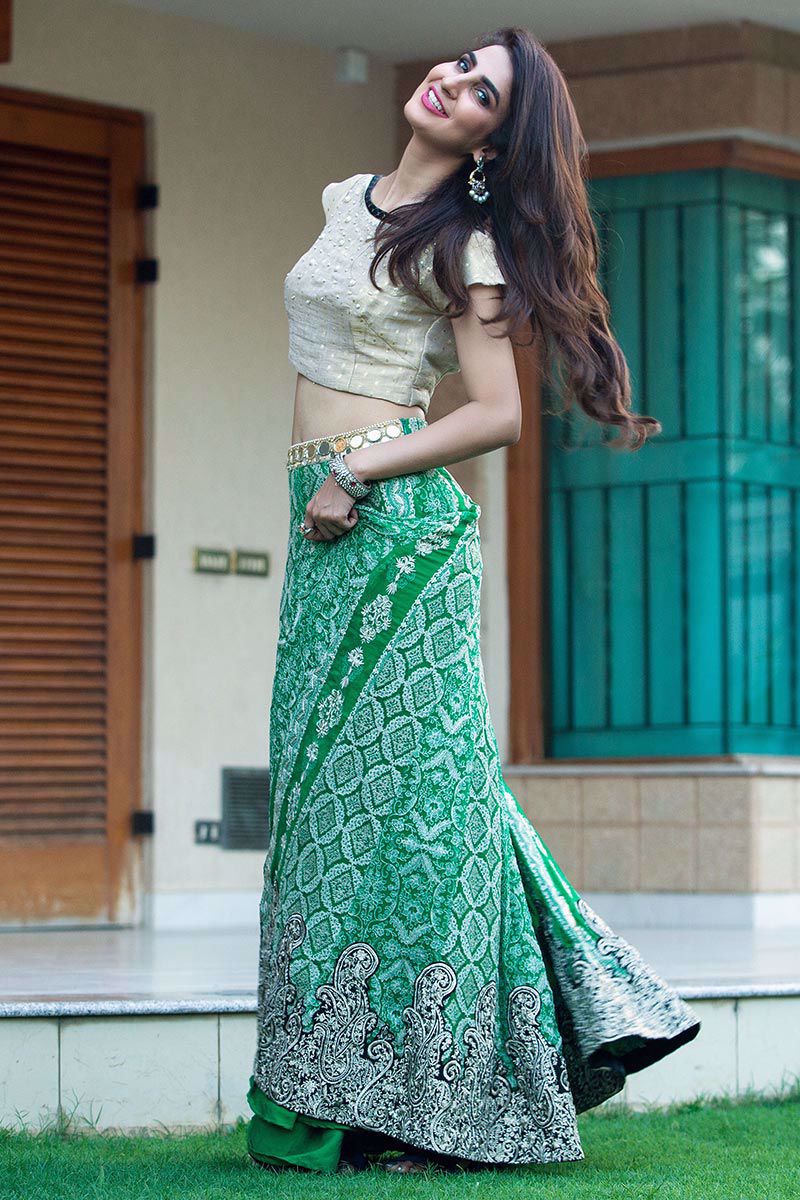 Picture of Embroidered green lehnga choli