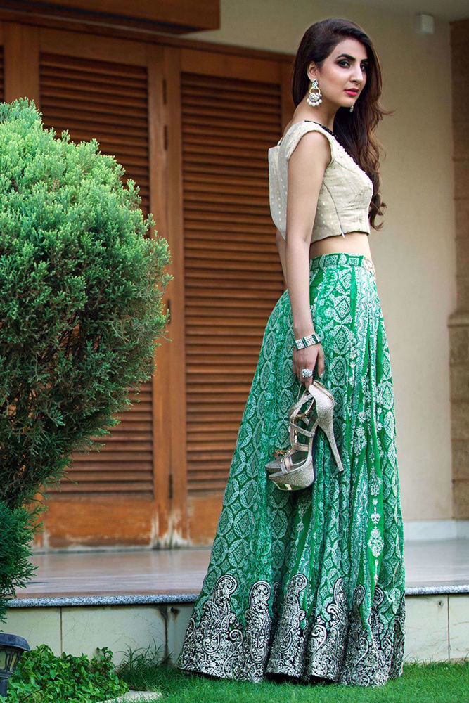 Picture of Embroidered green lehnga choli