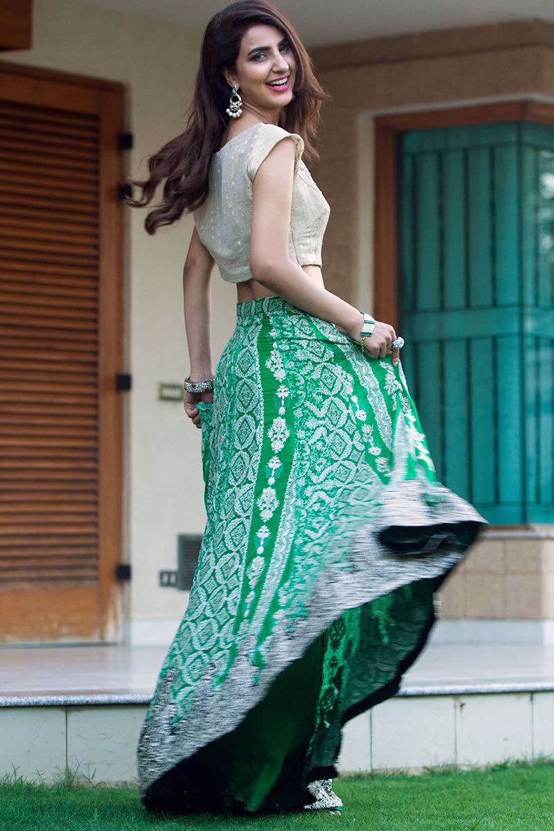 Picture of Embroidered green lehnga choli