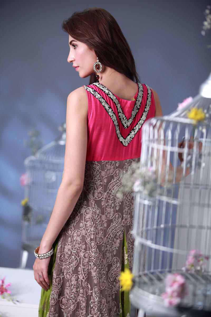 Picture of Embroidered panelled top - multi color