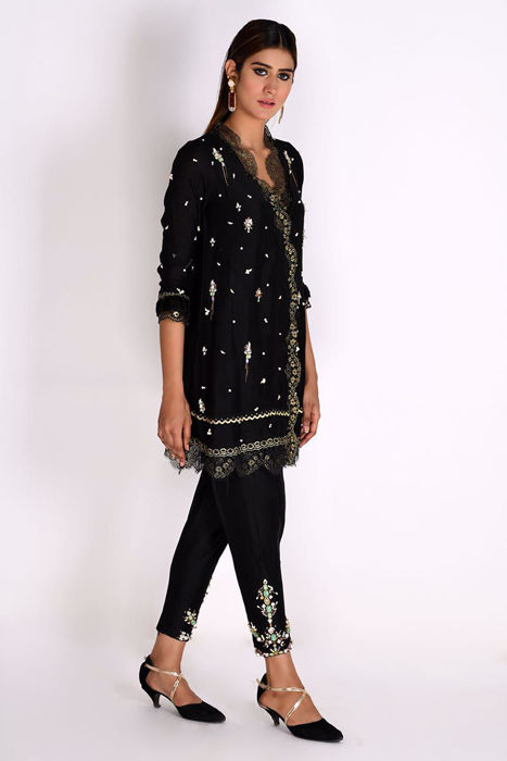 Black Khadi Scallop Shirt