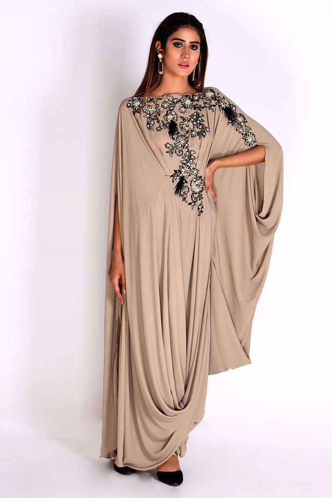 Picture of Beige Georgette Cowl Kaftan