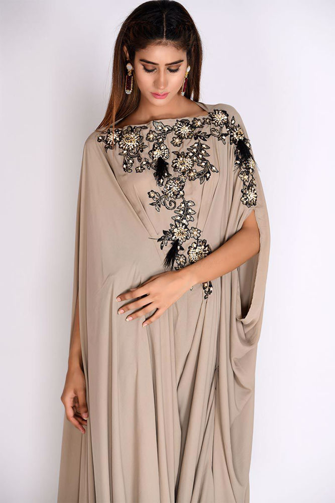 Picture of Beige Georgette Cowl Kaftan