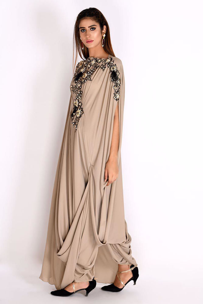 Picture of Beige Georgette Cowl Kaftan