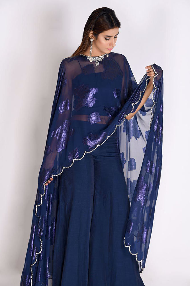 Picture of Blue Georgette Long Cape
