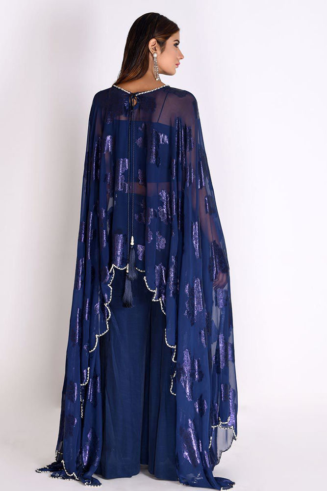 Picture of Blue Georgette Long Cape