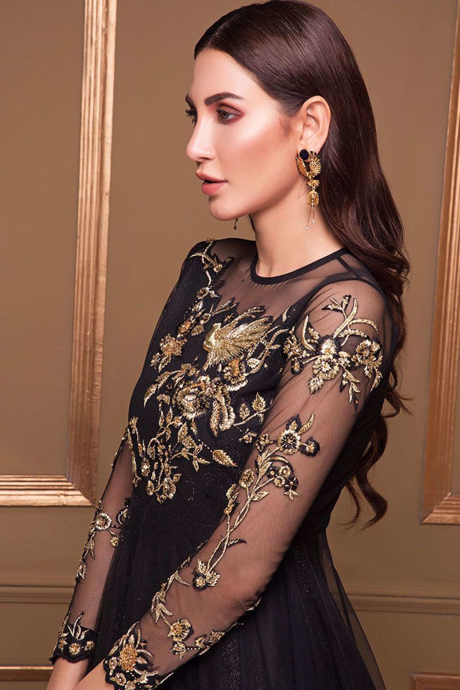 Black net gown Rozina Munib